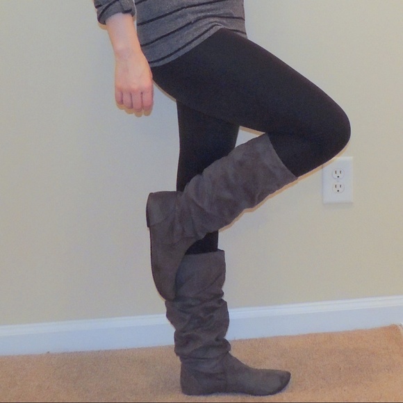 gray slouchy boots